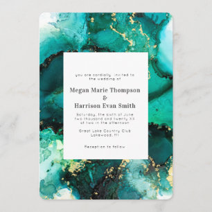 Emerald Jewel Tone Wedding Invitation Kaart