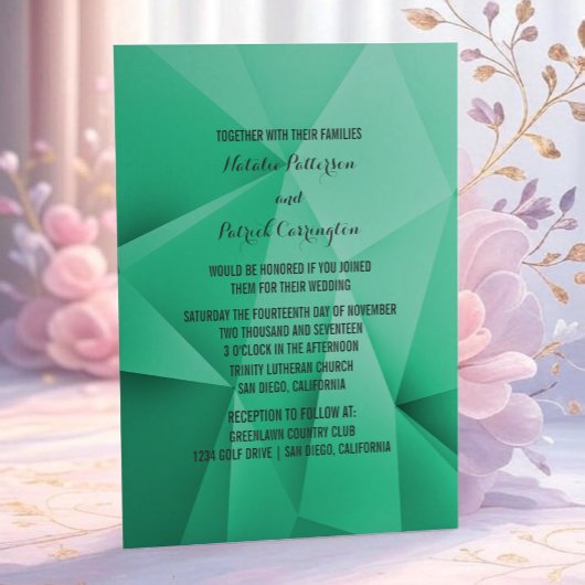 Emerald Jewel Tones Wedding Invitation Kaart