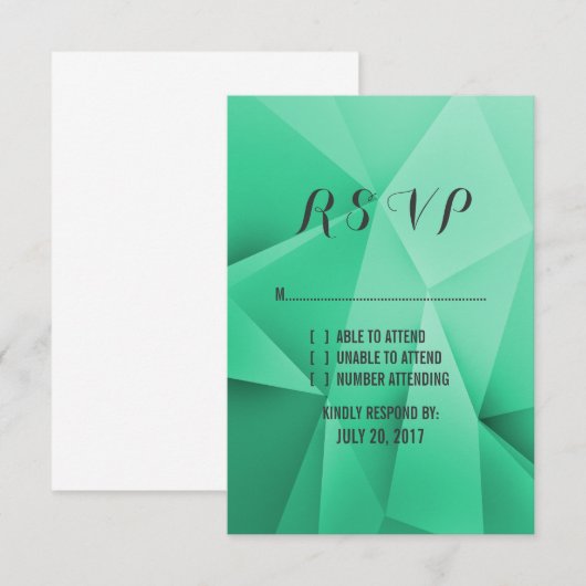 Emerald Jewel Tones Wedding RSVP Kaart (Voorkant / Achterkant)
