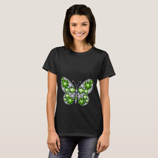 Emerald Jewels Rhinestone Butterfly Women's Top (Voorkant volledig)