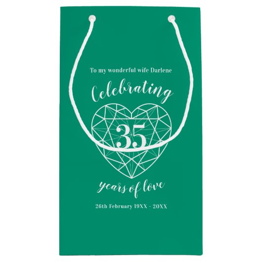 Emerald Jubileum 35 jaar groene vrouw geschenktas Klein Cadeauzakje (Achterkant)