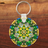 Emerald Kaleidoscope Mandala – Sparkling Keychain (Voorkant)