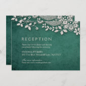 Emerald kant rustieke bruiloft receptie kaart (Voorkant / Achterkant)