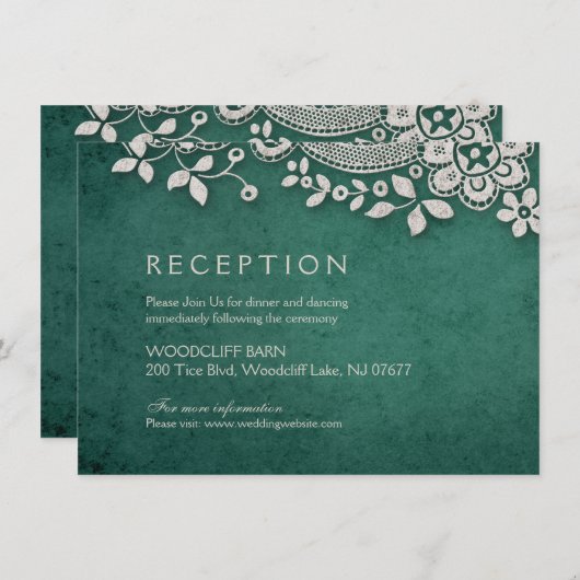 Emerald kant rustieke bruiloft receptie kaart (Voorkant / Achterkant)