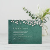 Emerald kant rustieke bruiloft receptie kaart (Staand voorkant)