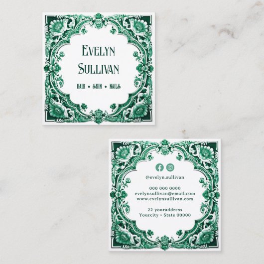 Emerald keramiek geïnspireerd visitekaartje (Voorkant / Achterkant)