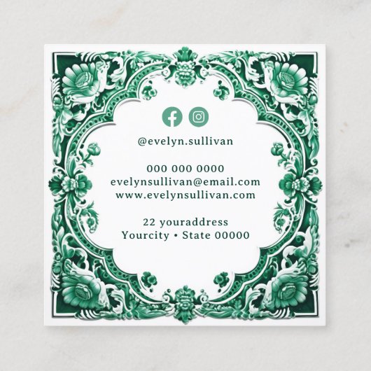 Emerald keramiek geïnspireerd visitekaartje (Achterkant)