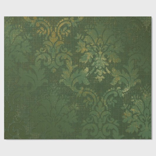 Emerald kerstdrapery Damask Cadeaupapier (Vlak)