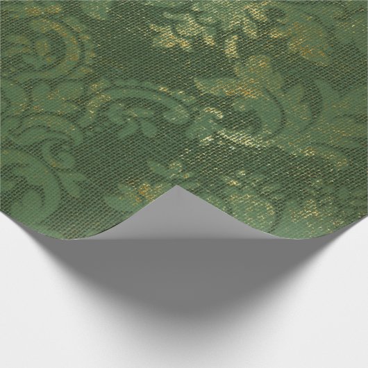 Emerald kerstdrapery Damask Cadeaupapier (Hoek)