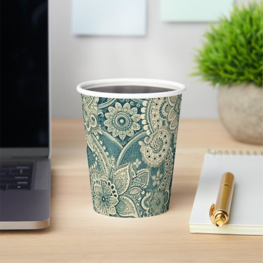 Emerald Lace Medallion Papieren Bekers (Insitu)