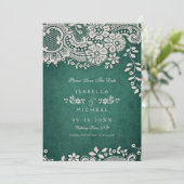 Emerald lace rustic wig save the date (Staand voorkant)