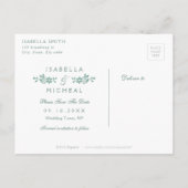Emerald lace rustic wig save the date aankondigingskaart (Achterkant)