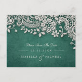 Emerald lace rustic wig save the date aankondigingskaart (Voorkant)