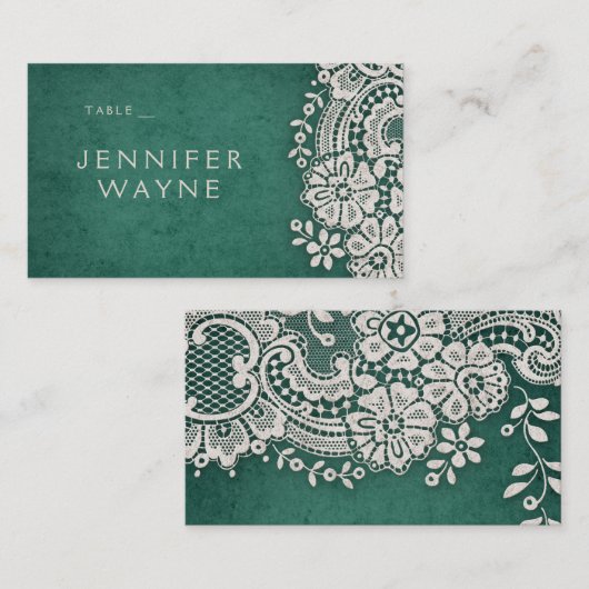 Emerald lace rustige bruiloft-kaarten plaatskaartje (Voorkant / Achterkant)