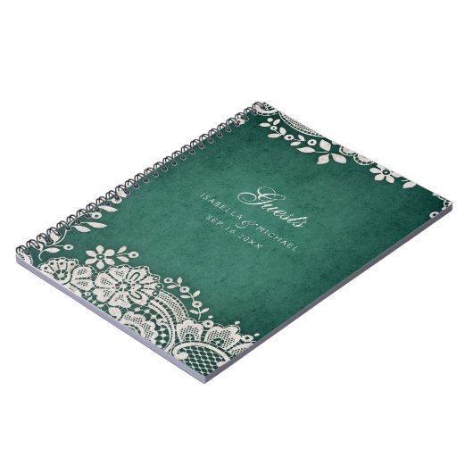 Emerald  lace rustige trouwgastenboek notitieboek (Linkerzijde)