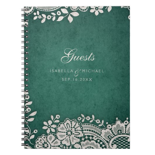 Emerald  lace rustige trouwgastenboek notitieboek (Voorkant)