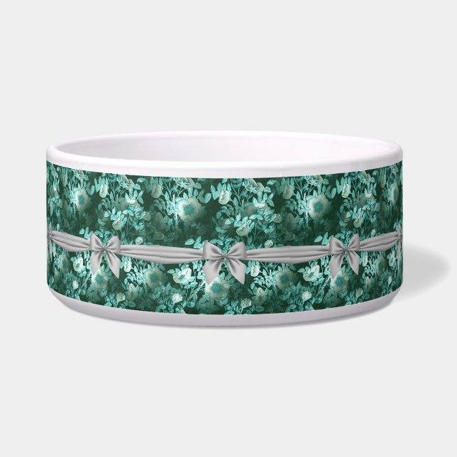 Emerald Lace White Bow Voerbakje (Voorkant)