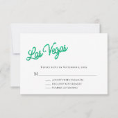 Emerald Las Vegas Sparkles Wedding RSVP Kaart (Voorkant)