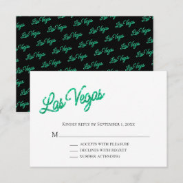 Emerald Las Vegas Sparkles Wedding RSVP Kaart