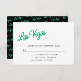 Emerald Las Vegas Sparkles Wedding RSVP Kaart