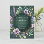 Emerald Lavender Flora Wedding Kaart (Staand voorkant)