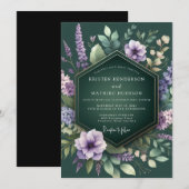 Emerald Lavender Flora Wedding Kaart (Voorkant / Achterkant)