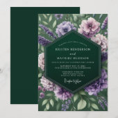Emerald Lavender Moody Wedding Kaart (Voorkant / Achterkant)