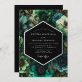 Emerald Lavish Floral Wedding Kaart (Voorkant / Achterkant)