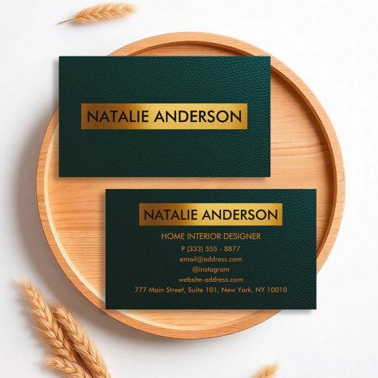 Emerald Leather & Gold Foil Visitekaartje