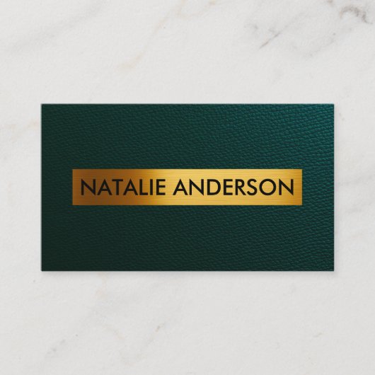 Emerald Leather & Gold Foil Visitekaartje (Voorkant)
