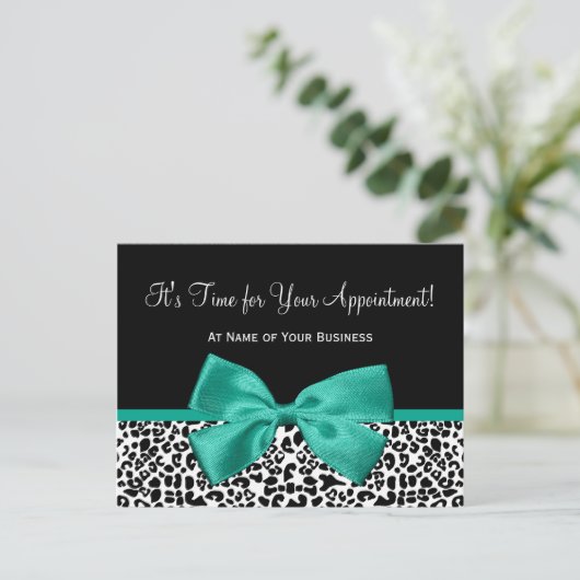 Emerald Leopard Print Salon Afspraakherinnering Briefkaart (Staand voorkant)