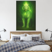 Emerald Light Guardian White Tiger – Standing Divi Canvas Afdruk (Insitu (Slaapkamer))