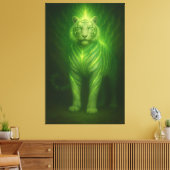 Emerald Light Guardian White Tiger – Standing Divi Canvas Afdruk (Insitu (Woonkamer))