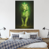 Emerald Lightcore White Tiger – Divine Stance Canvas Afdruk (Insitu (Slaapkamer))