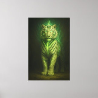 Emerald Lightcore Witte Tijger – Goddelijke Houdin Canvas Afdruk