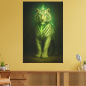 Emerald Lightcore Witte Tijger – Goddelijke Houdin Canvas Afdruk (Insitu (Woonkamer))