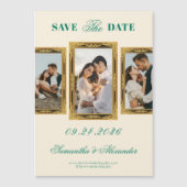 Emerald Lijst Script 3 Foto Sla de datum op Magnetische Uitnodiging (Voorkant)