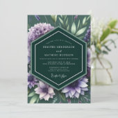Emerald Lilac Botanical Wedding Kaart (Staand voorkant)
