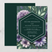 Emerald Lilac Botanical Wedding Kaart (Voorkant / Achterkant)