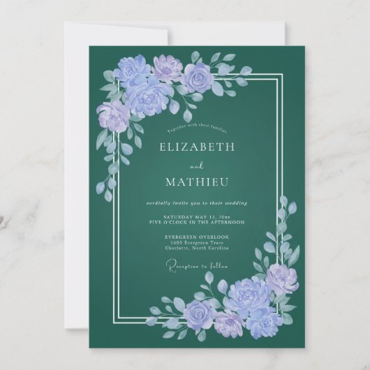 Emerald Lilac Kroonblaad Bruiloft Kaart (Voorkant)