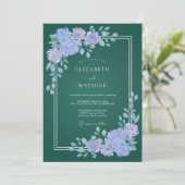 Emerald Lilac Kroonblaad Bruiloft Kaart (Staand voorkant)