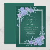 Emerald Lilac Kroonblaad Bruiloft Kaart (Voorkant / Achterkant)