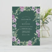 Emerald Lilac Loof Eucalyptus Bruiloft Kaart (Staand voorkant)