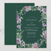Emerald Lilac Loof Eucalyptus Bruiloft Kaart (Voorkant / Achterkant)