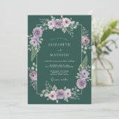 Emerald Lilac Ranunculus Eucalyptus Bruiloft Kaart (Staand voorkant)