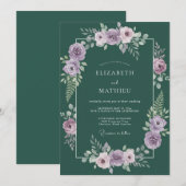 Emerald Lilac Ranunculus Eucalyptus Bruiloft Kaart (Voorkant / Achterkant)