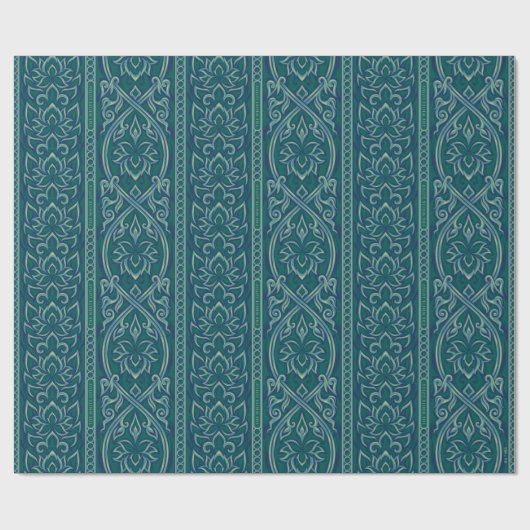 Emerald Lotus Tapestry Pattern - De Witte Lotus Cadeaupapier (Vlak)