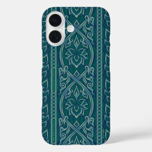 Emerald Lotus Tapestry Pattern - De Witte Lotus iPhone 16 Hoesje