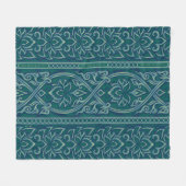 Emerald Lotus Tapestry Pattern - De Witte Lotus Fleece Deken (Voorkant (Horizontaal))