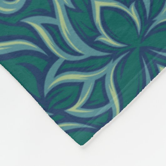 Emerald Lotus Tapestry Pattern - De Witte Lotus Fleece Deken (Hoek)